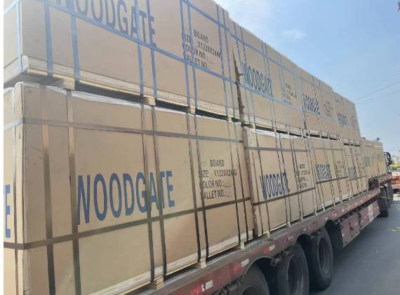 Lorry load of Woodgate Industries wood boards.